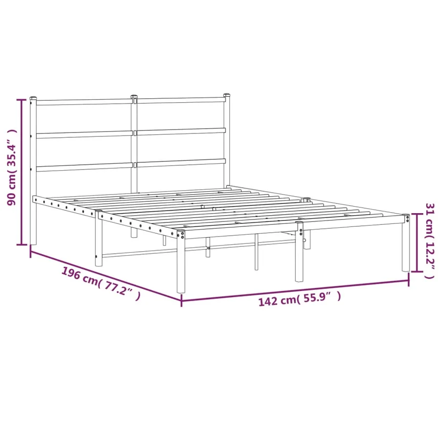 Cadre de lit métal sans matelas et tête de lit blanc 135x190 cm - 10