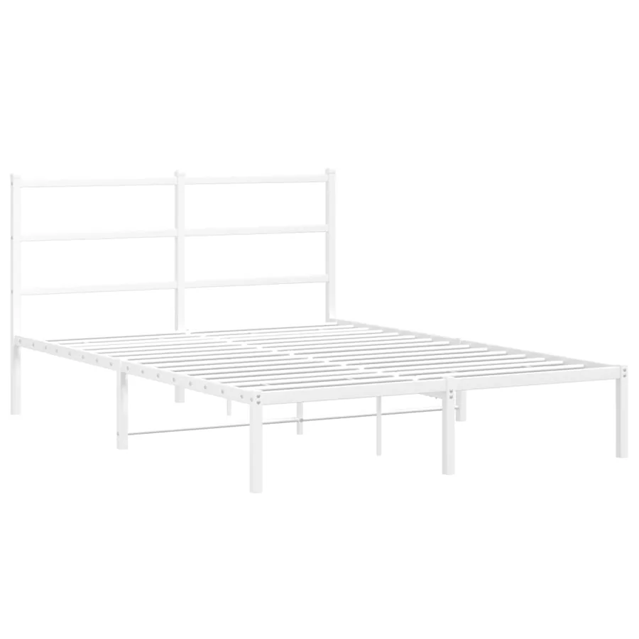 Cadre de lit métal sans matelas et tête de lit blanc 135x190 cm - 3