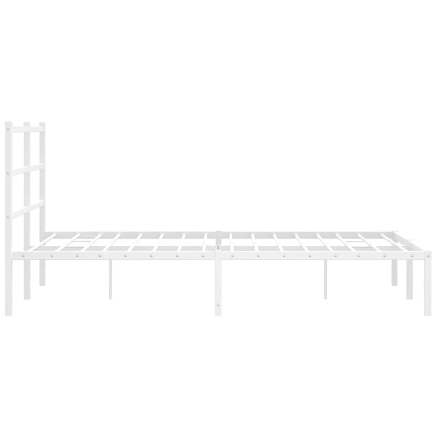 Cadre de lit métal sans matelas et tête de lit blanc 135x190 cm - 6
