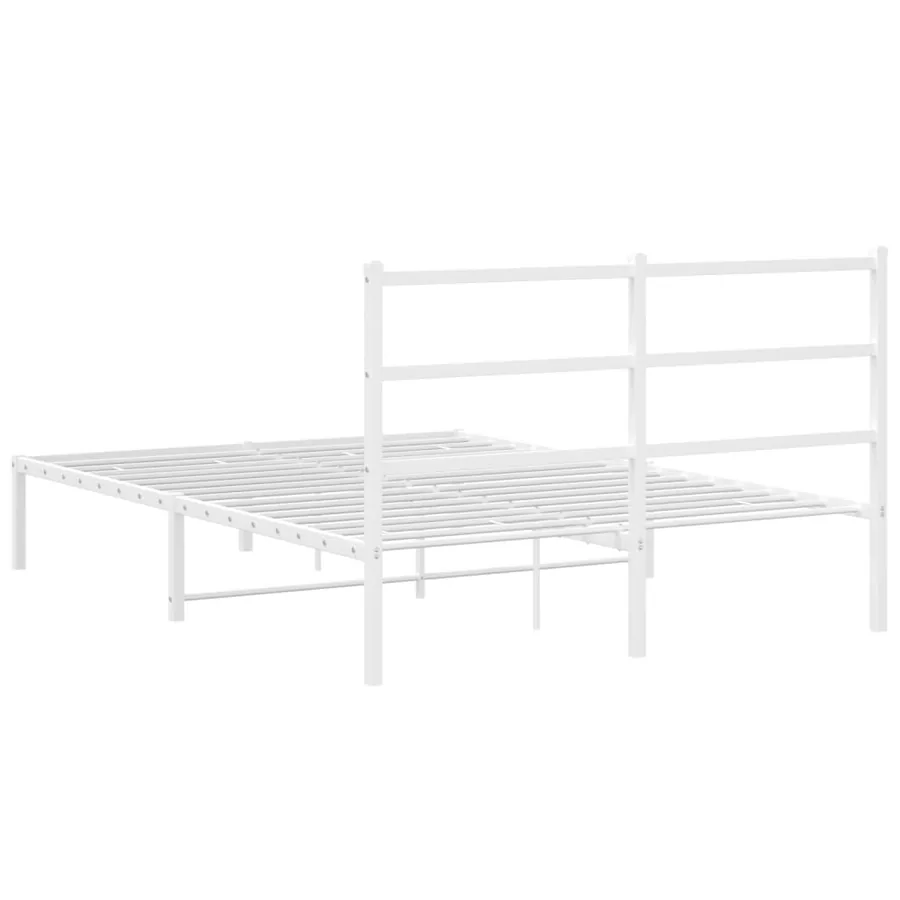 Cadre de lit métal sans matelas et tête de lit blanc 135x190 cm - 7