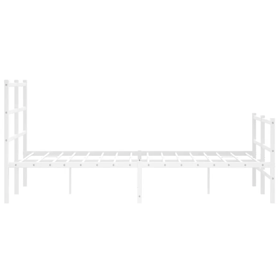 Cadre de lit métal sans matelas et pied de lit blanc 120x200 cm - 6