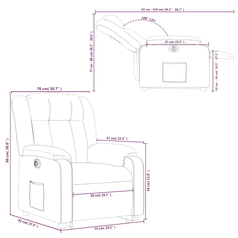 Fauteuil inclinable électrique gris similicuir - 17