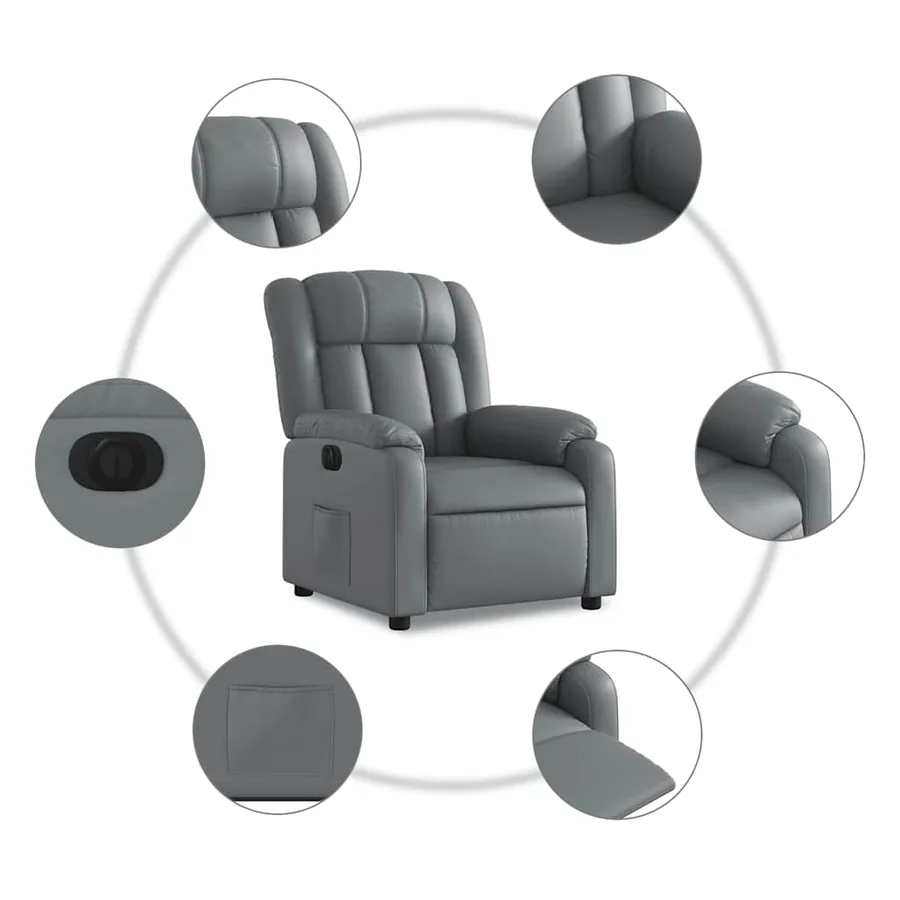 Fauteuil inclinable électrique gris similicuir - 8