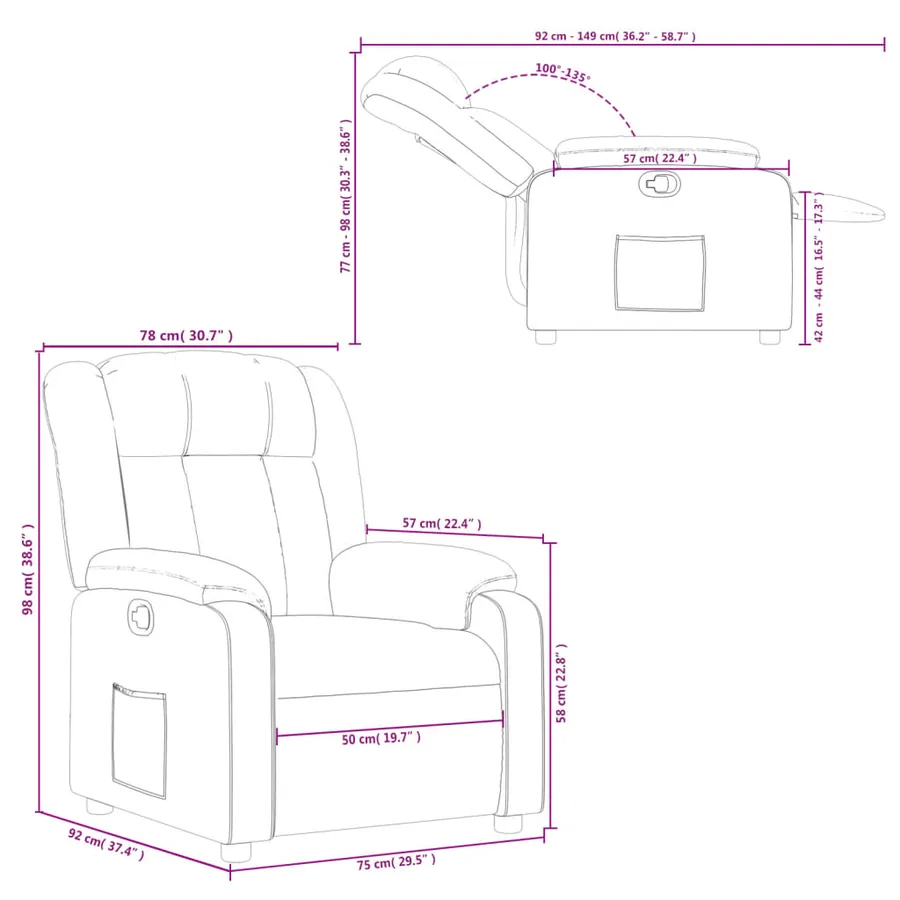 Fauteuil inclinable en tissu gris foncé - 11