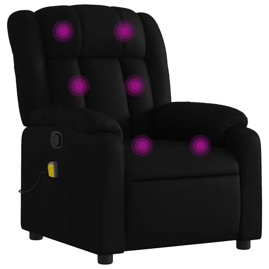 Fauteuil de massage inclinable noir similicuir - 2