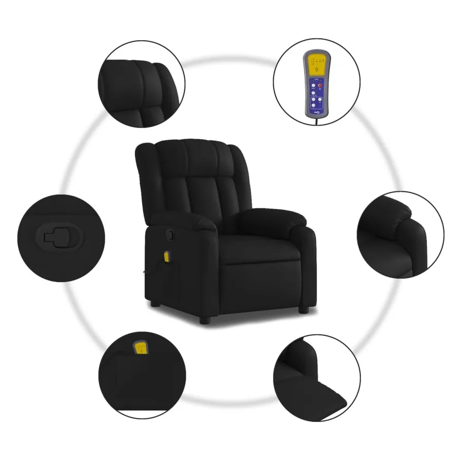 Fauteuil de massage inclinable noir similicuir - 6
