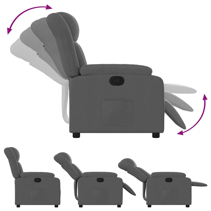 Fauteuil inclinable Gris foncé Tissu - 4