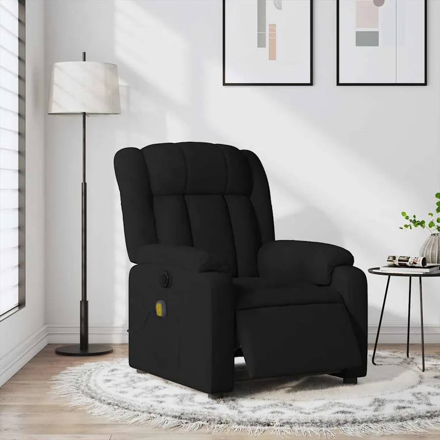 Fauteuil de massage inclinable électrique Noir Tissu - 15