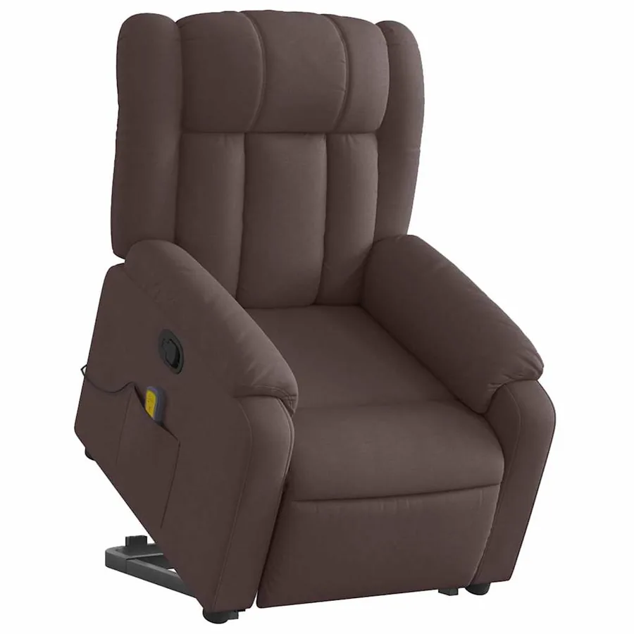 Fauteuil inclinable de massage Marron foncé Tissu - 3