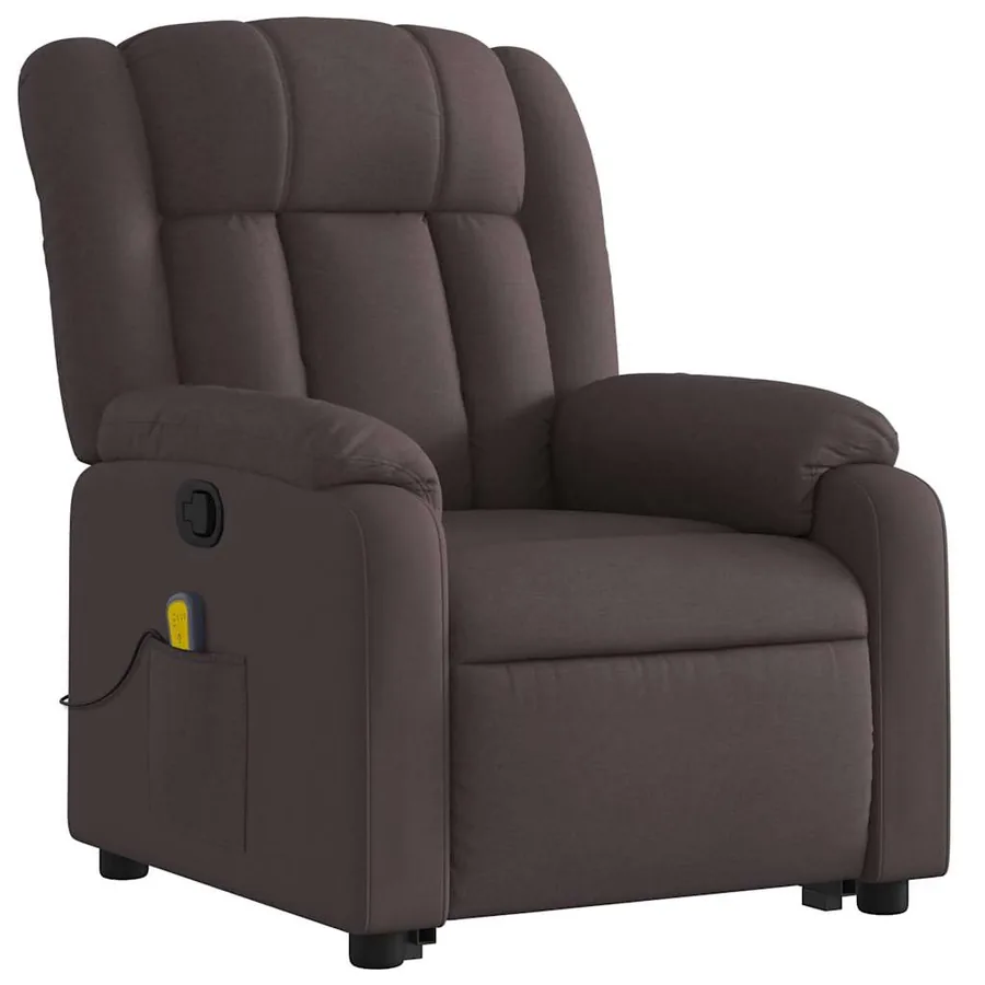 Fauteuil inclinable de massage Marron foncé Tissu - 4