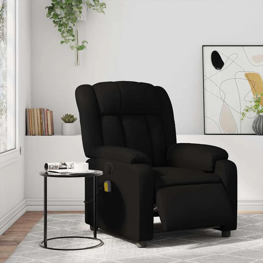 Fauteuil de massage inclinable électrique noir similicuir - 15