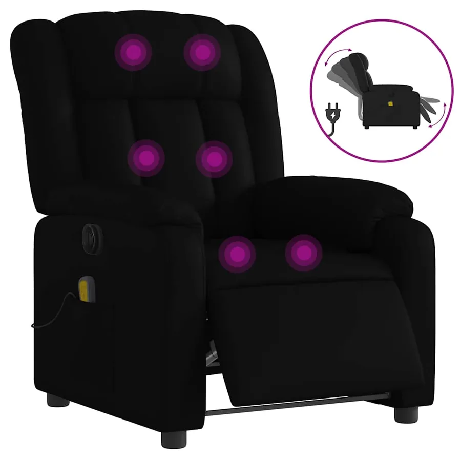 Fauteuil de massage inclinable électrique noir similicuir - 2