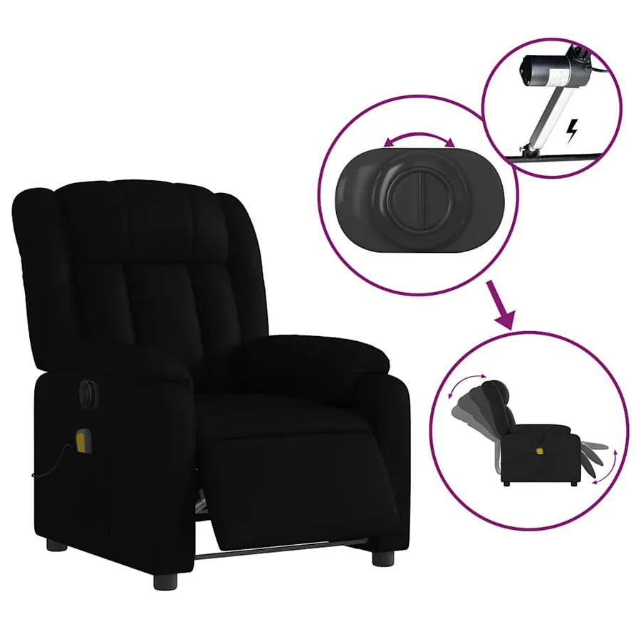 Fauteuil de massage inclinable électrique noir similicuir - 6