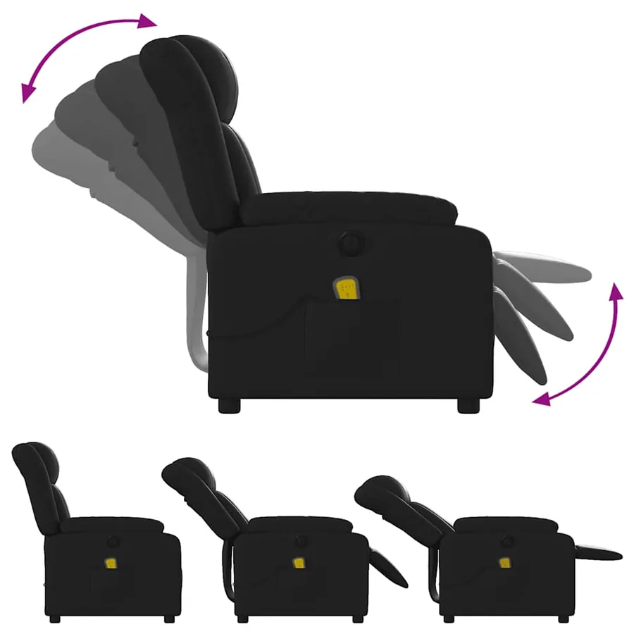 Fauteuil de massage inclinable électrique noir similicuir - 7