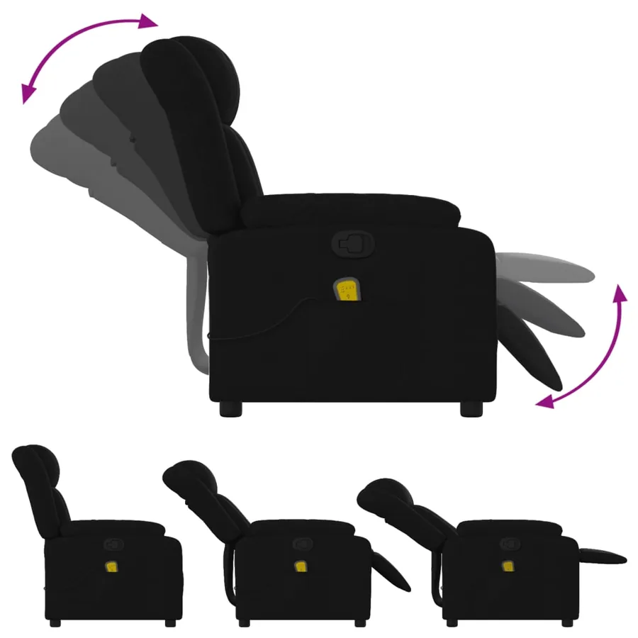 Fauteuil de massage inclinable noir tissu - 5