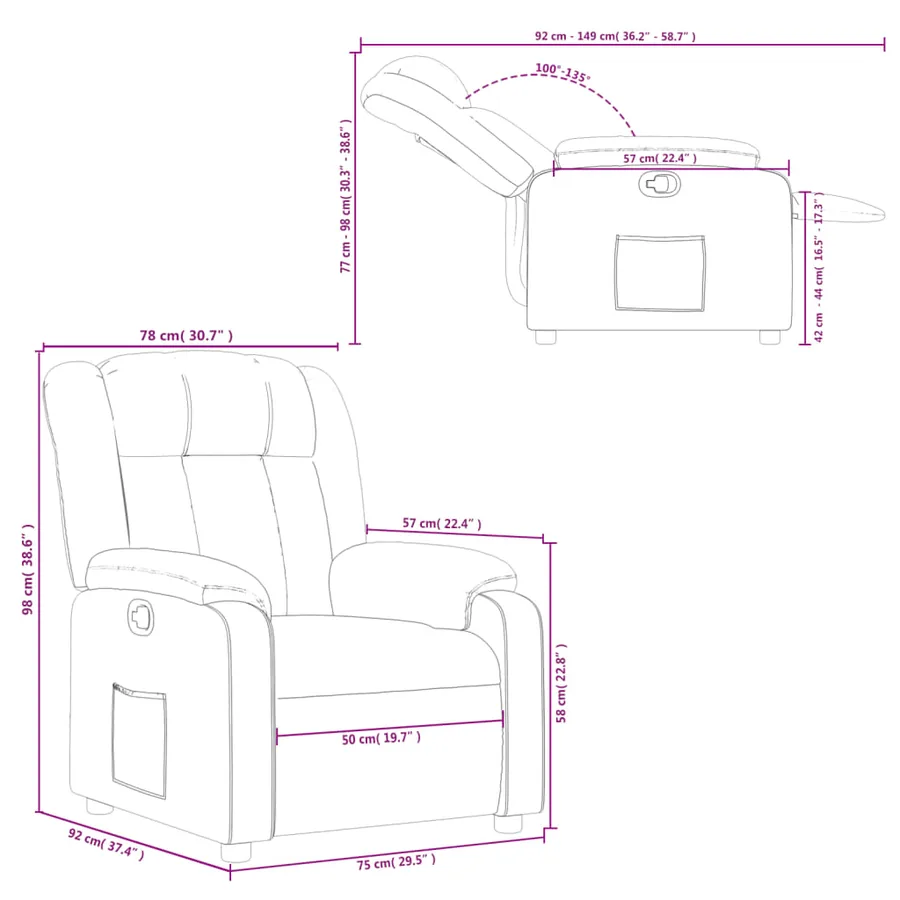 Fauteuil inclinable Crème Similicuir - 11