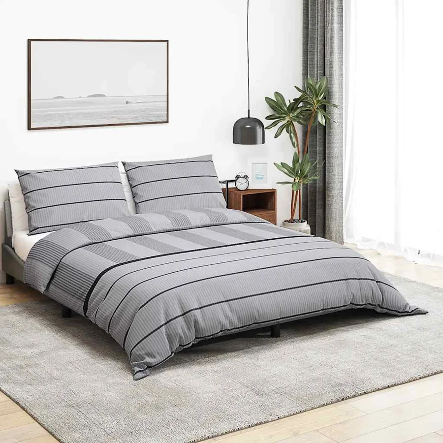 Ensemble de housse de couette Gris 240x220 cm Coton
