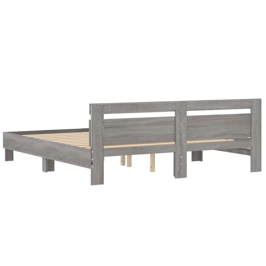 Cadre de lit avec LED sans matelas sonoma gris 160x200 cm - 9