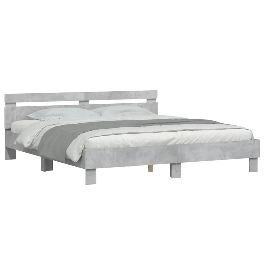Cadre de lit avec LED sans matelas gris béton 160x200 cm - 3