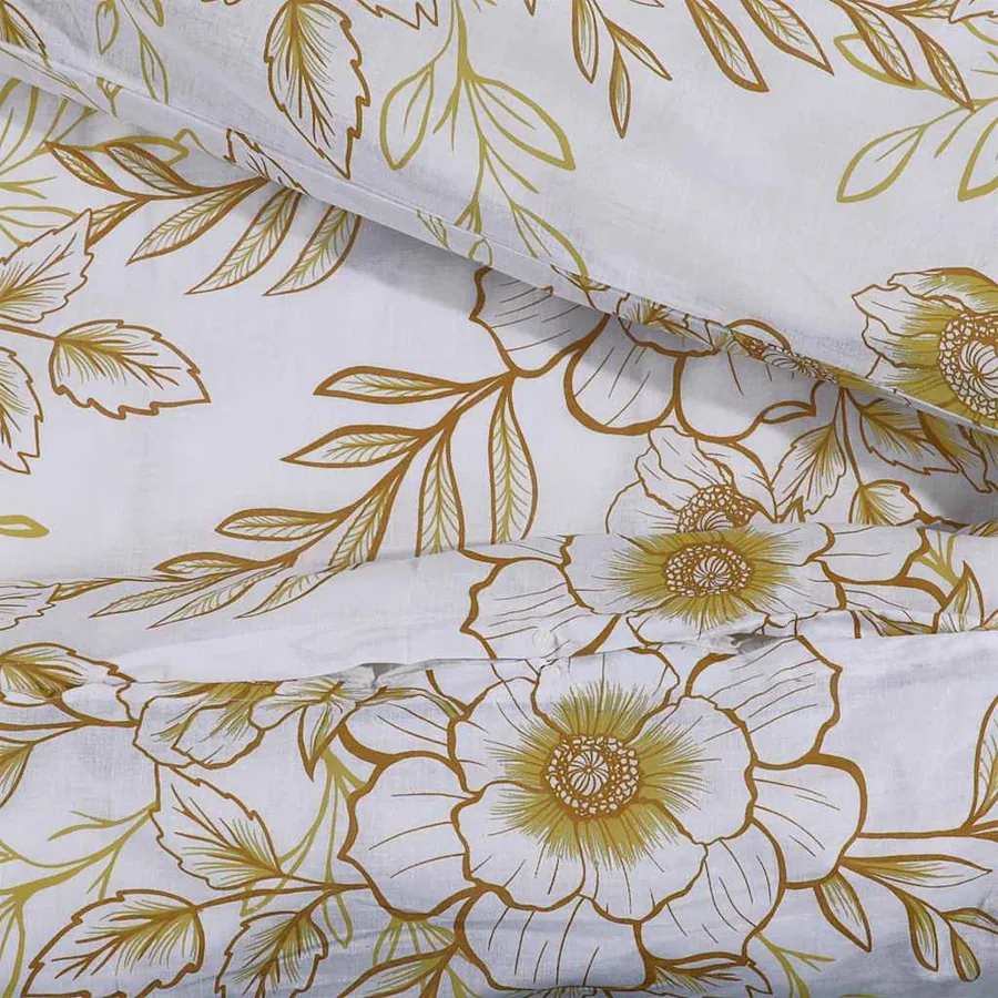 Ensemble de housse de couette blanc et marron 200x200 cm Coton - 4