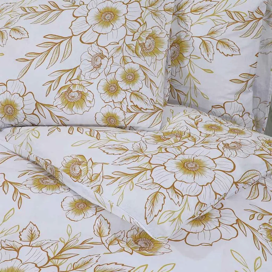 Ensemble de housse de couette blanc et marron 200x200 cm Coton - 5