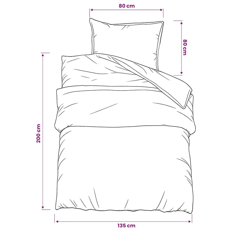 Ensemble de housse de couette Gris 135x200 cm Coton - 6