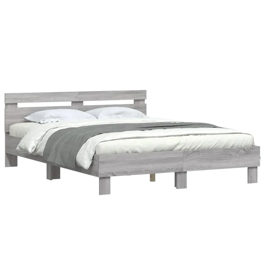 Cadre de lit sans matelas sonoma gris 140x190 cm - 4