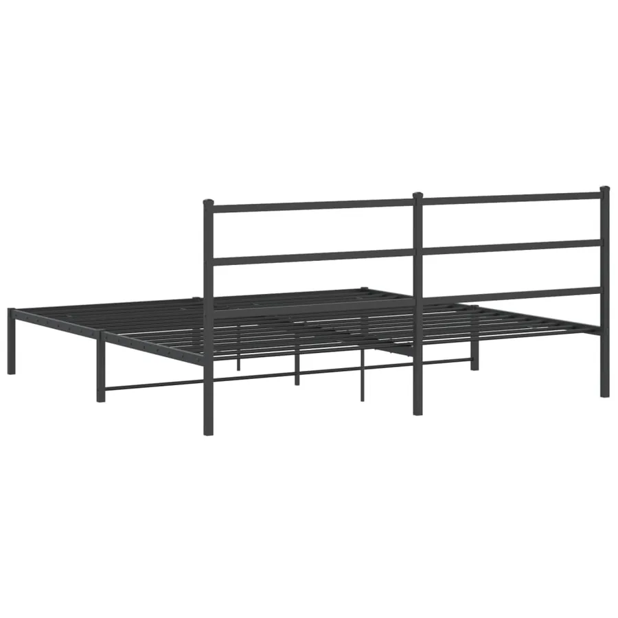 Cadre de lit métal sans matelas et tête de lit noir 180x200 cm - 7