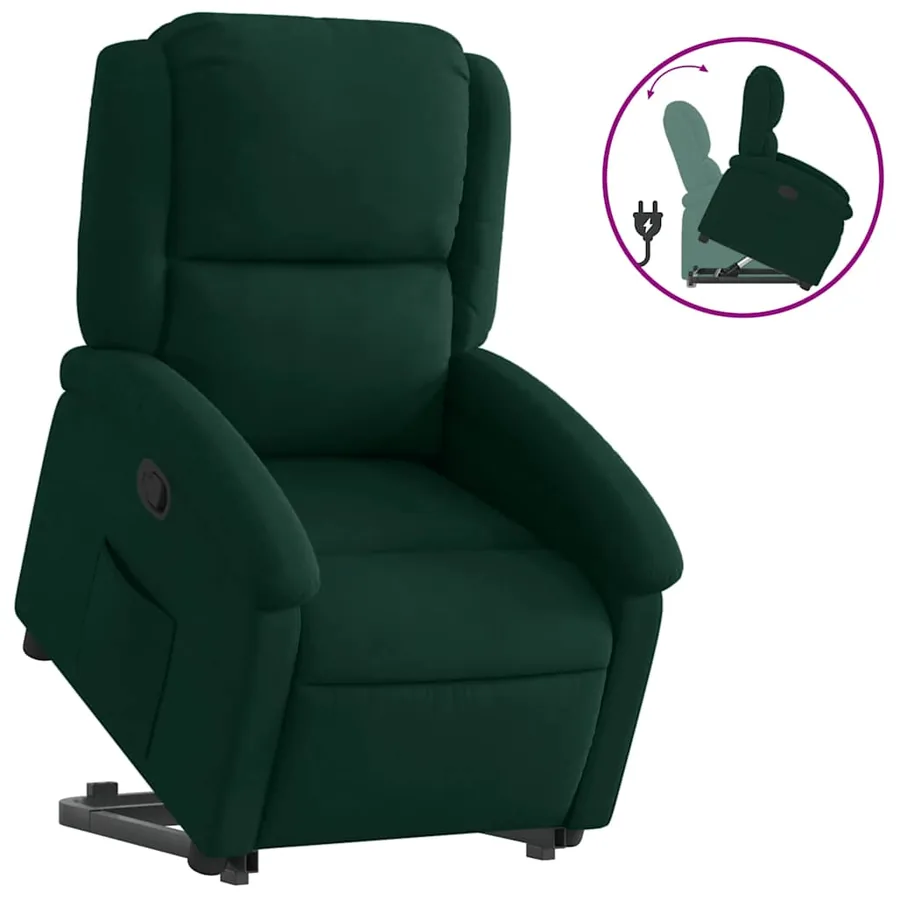 Fauteuil inclinable Vert foncé Velours - 2