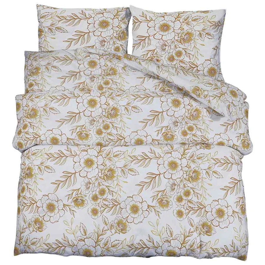 Ensemble de housse de couette blanc et marron 260x240 cm Coton - 2