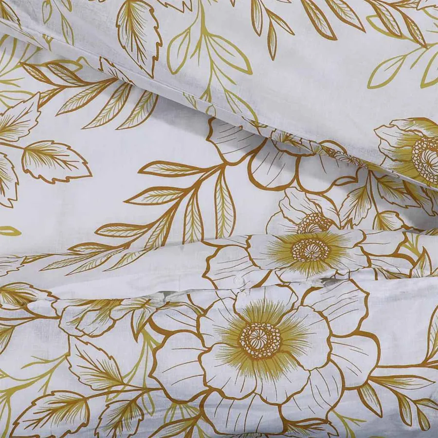 Ensemble de housse de couette blanc et marron 260x240 cm Coton - 4