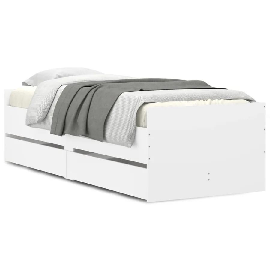 Cadre de lit avec tiroirs sans matelas blanc 90x200 cm - 2