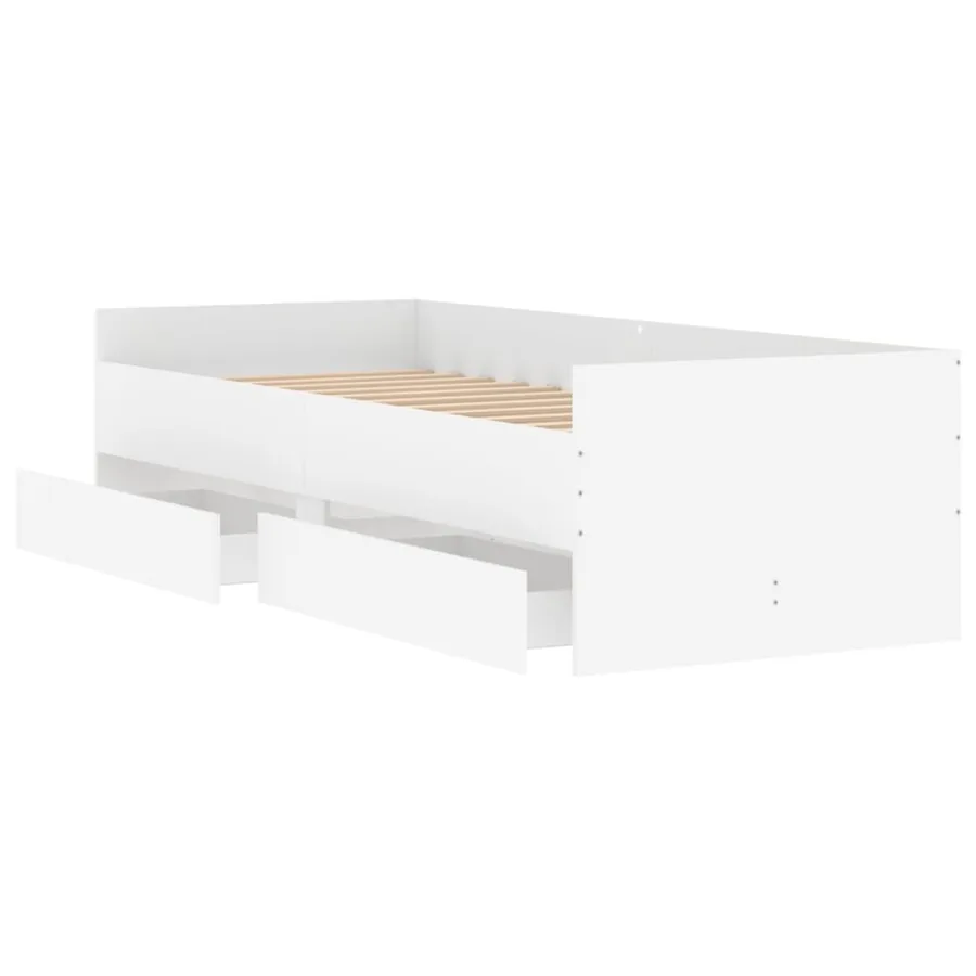 Cadre de lit avec tiroirs sans matelas blanc 90x200 cm - 5