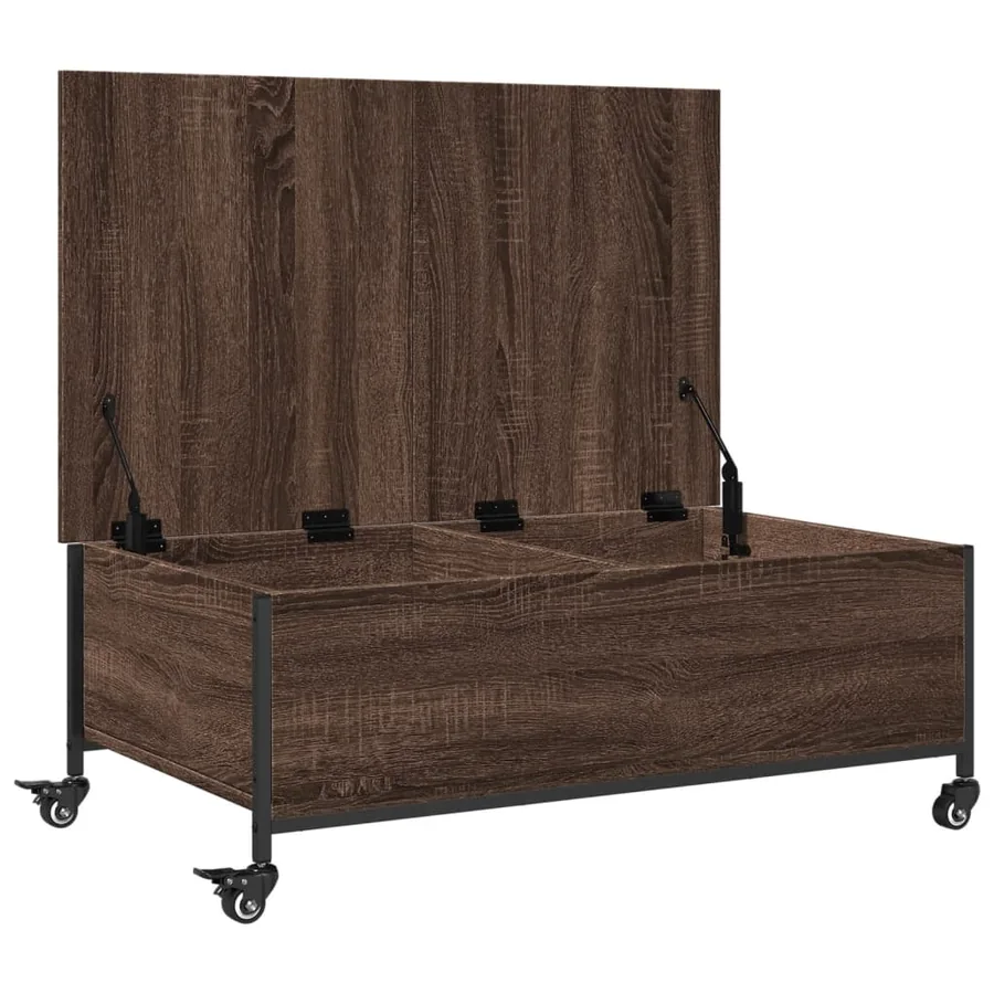 Table basse avec roulettes chêne marron bois d'ingénierie - 7