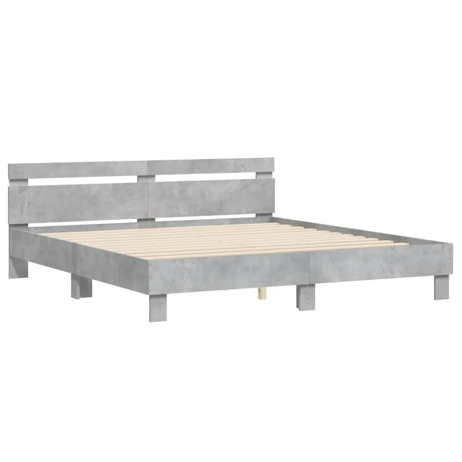 Cadre de lit avec LED sans matelas gris béton 200x200 cm - 6