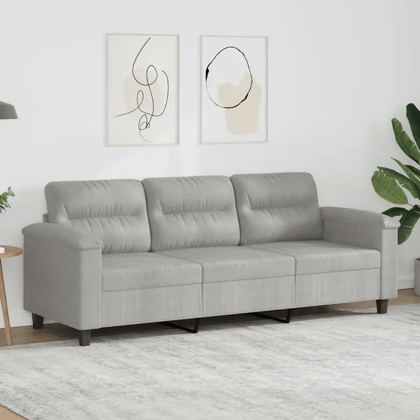 Canapé à 3 places Gris clair 180 cm Tissu microfibre