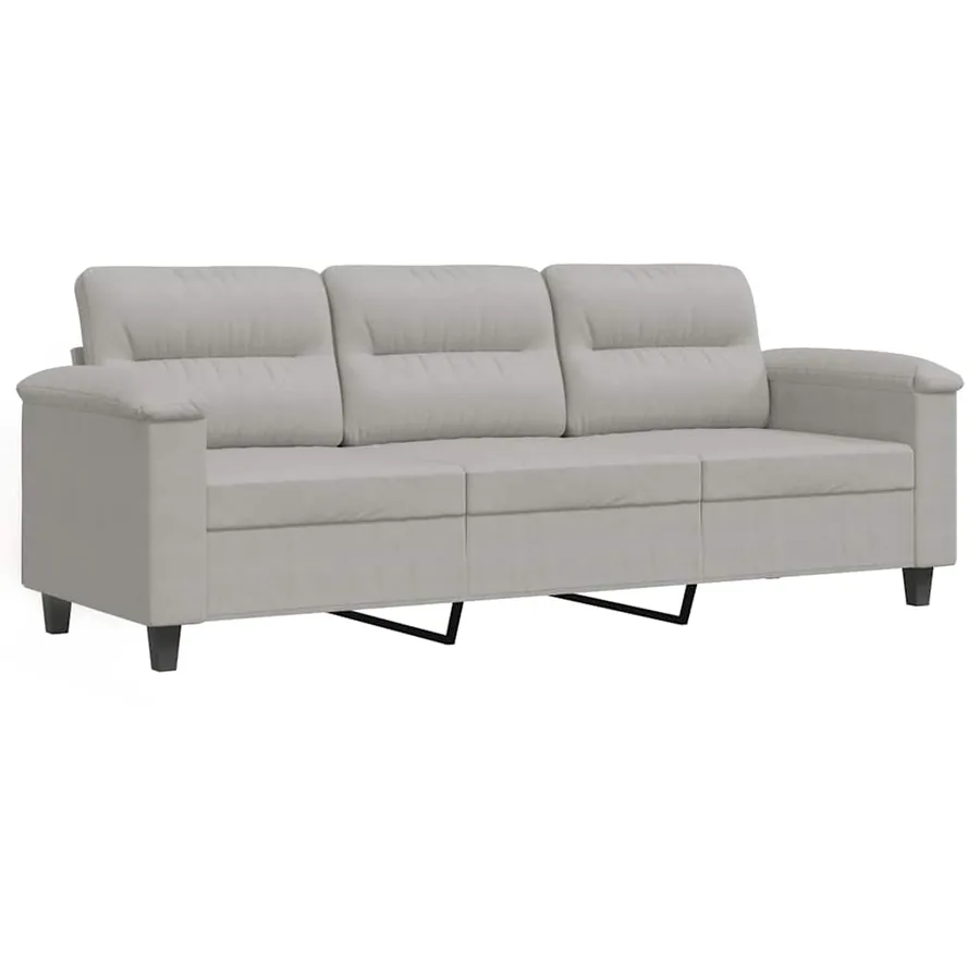 Canapé à 3 places Gris clair 180 cm Tissu microfibre - 2