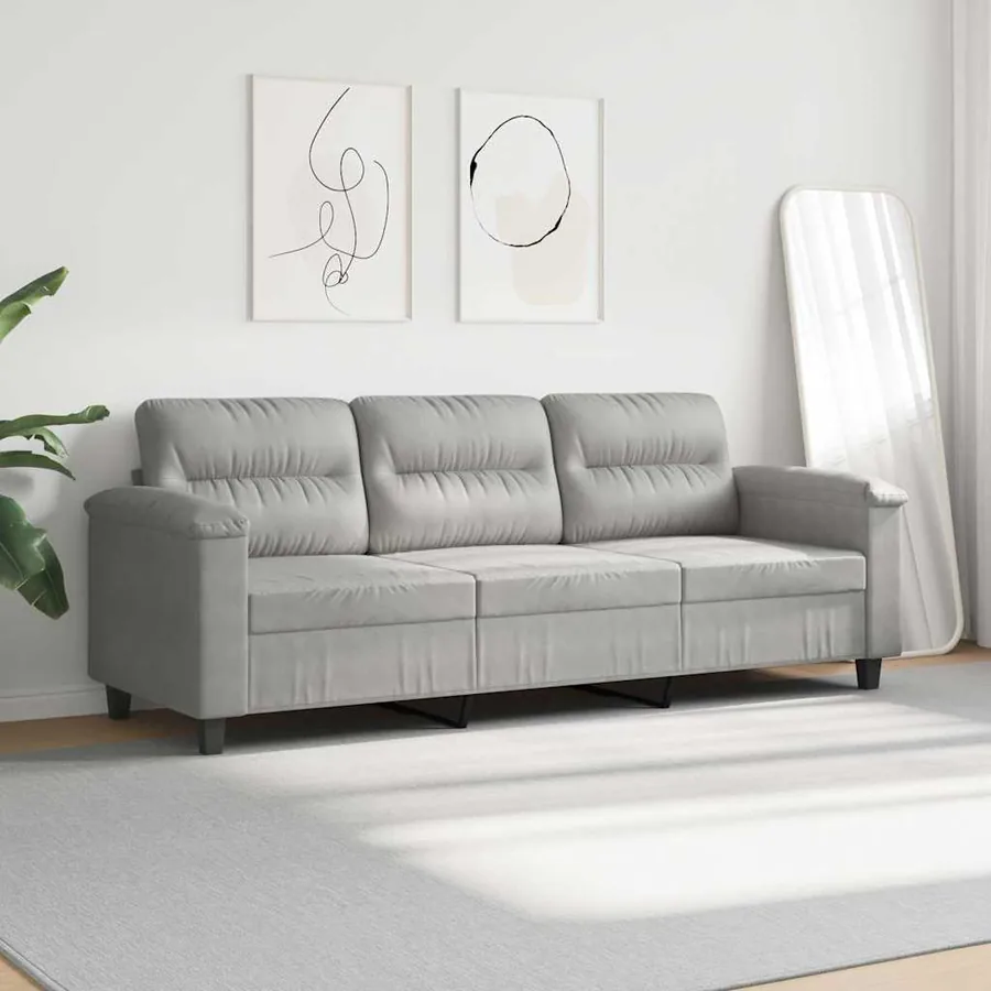 Canapé à 3 places Gris clair 180 cm Tissu microfibre - 3