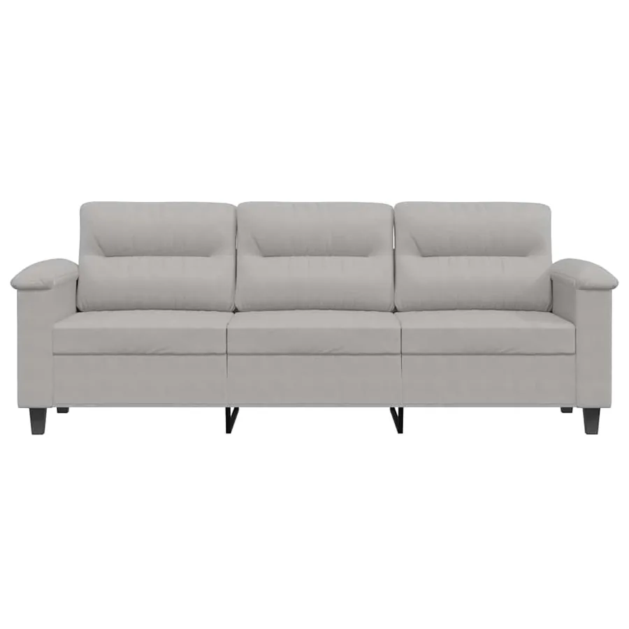 Canapé à 3 places Gris clair 180 cm Tissu microfibre - 4