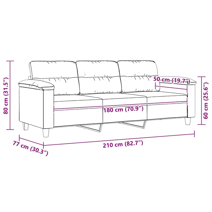Canapé à 3 places Gris clair 180 cm Tissu microfibre - 9