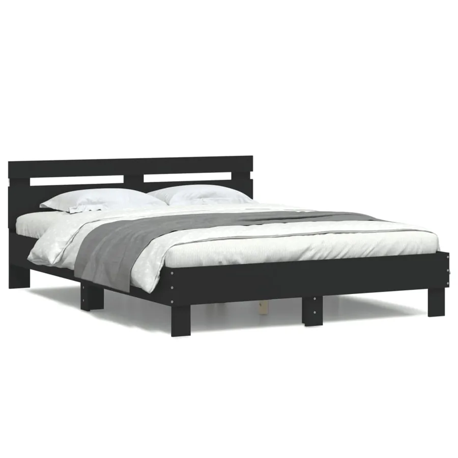 Cadre de lit avec LED sans matelas noir 150x200 cm - 5
