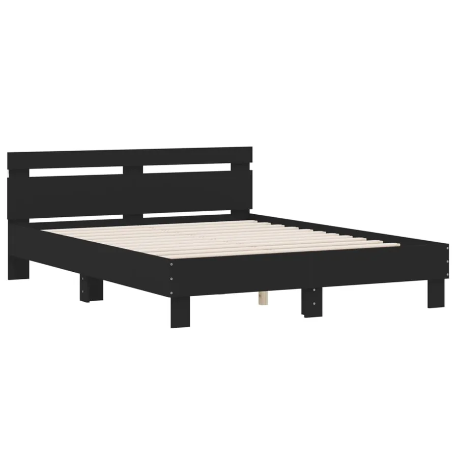 Cadre de lit avec LED sans matelas noir 150x200 cm - 6