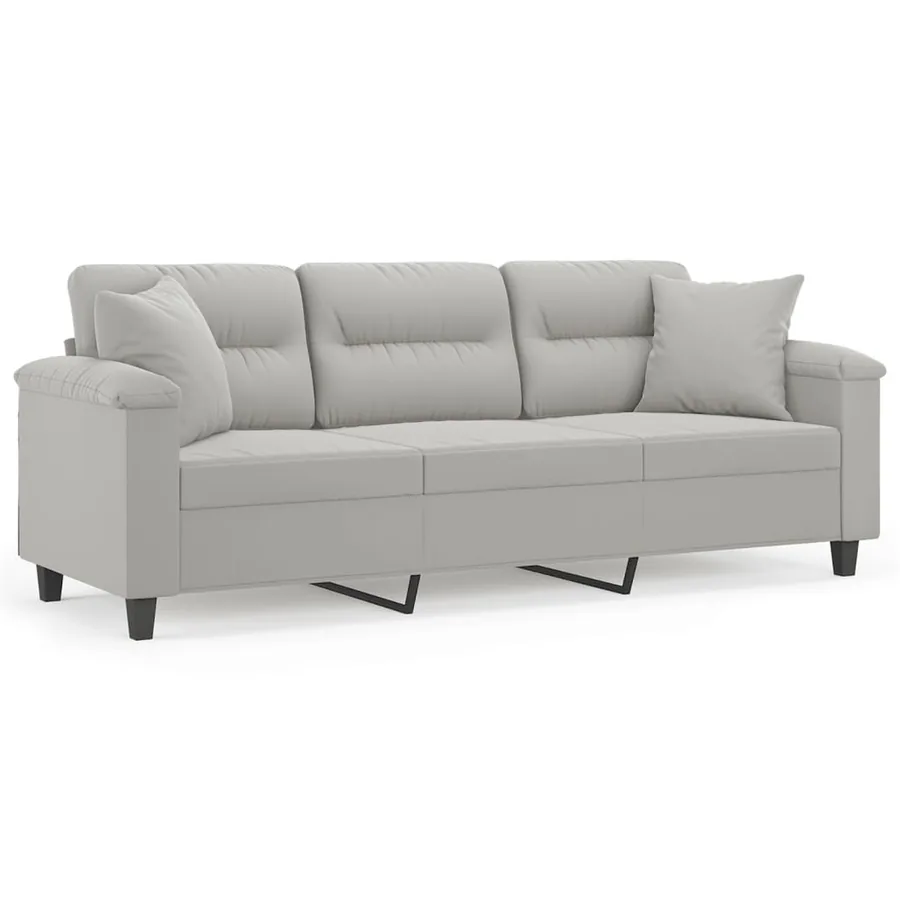 Canapé 3 places avec oreillers gris clair 180 cm - 2