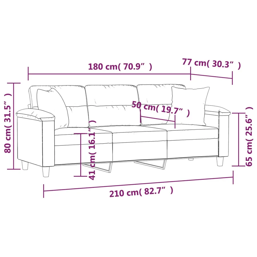 Canapé 3 places avec oreillers gris clair 180 cm - 8