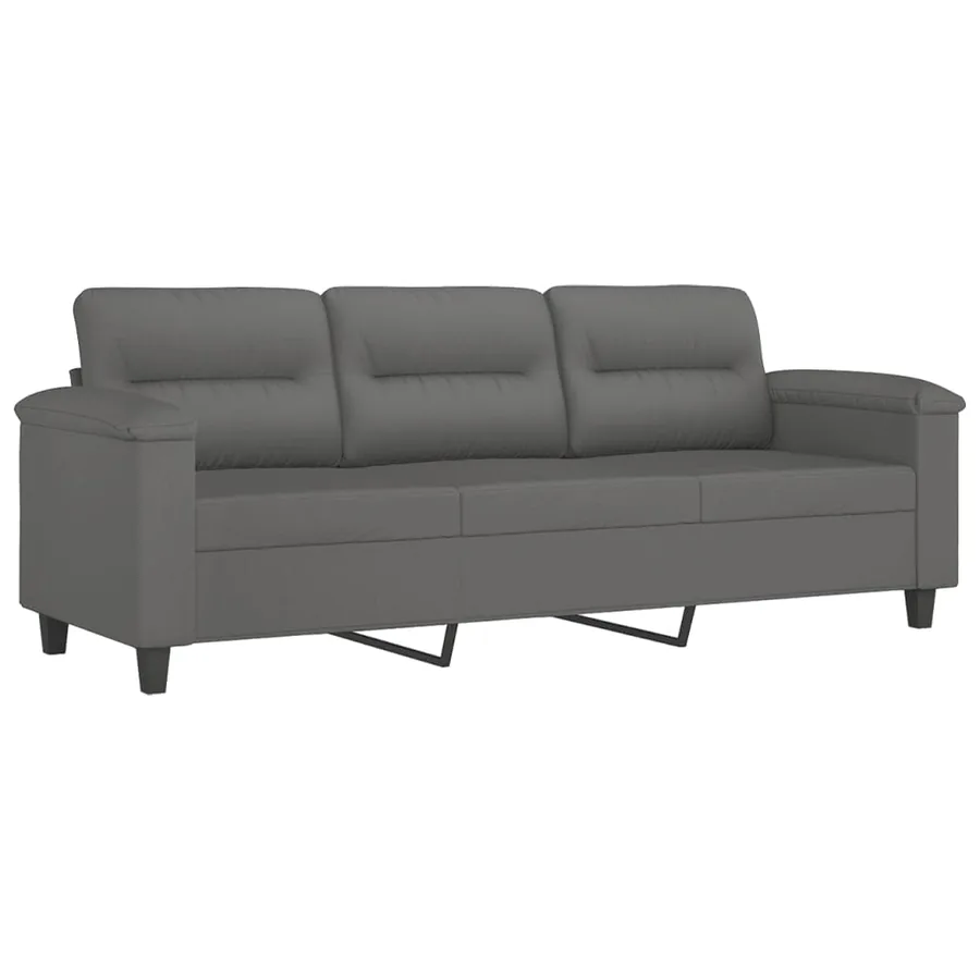 Ensemble de canapés 2 pcs coussins gris foncé tissu microfibre - 4