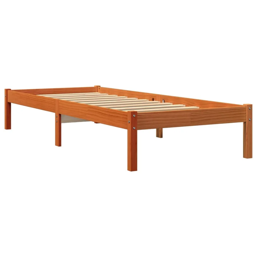 Cadre de lit sans matelas cire marron 75x190 cm bois pin massif - 3