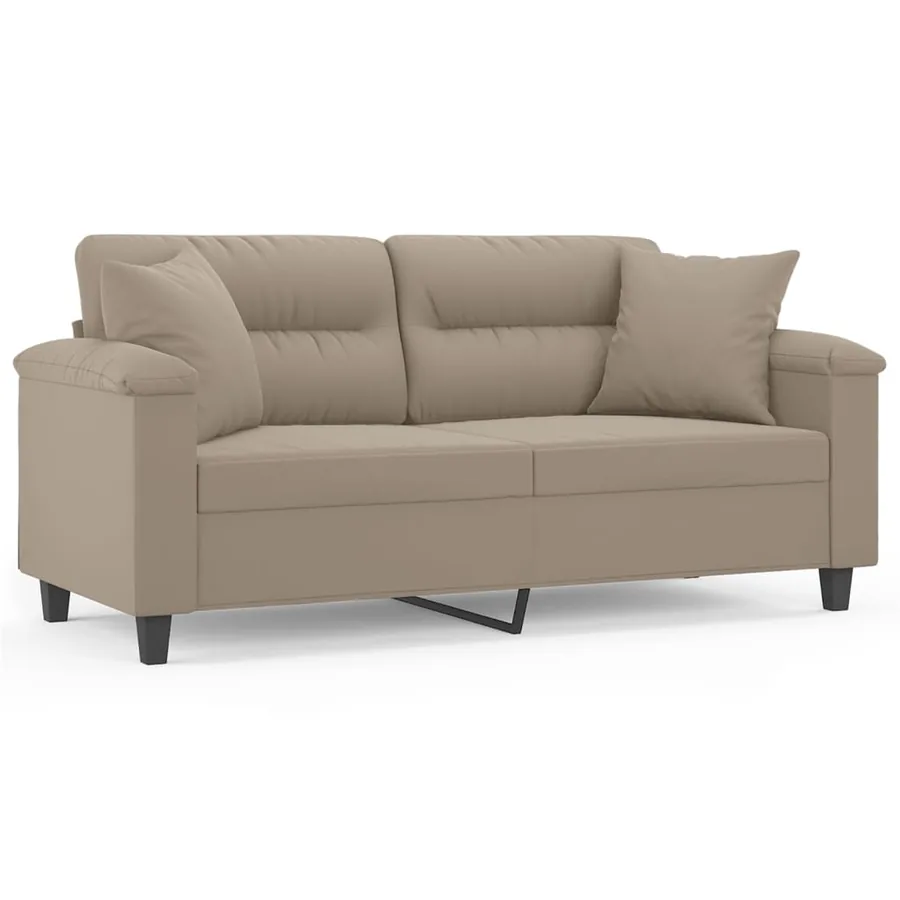 Canapé 2 places avec oreillers taupe 140 cm tissu microfibre - 2