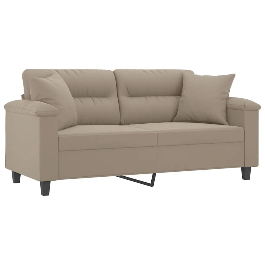 Canapé 2 places avec oreillers taupe 140 cm tissu microfibre - 3