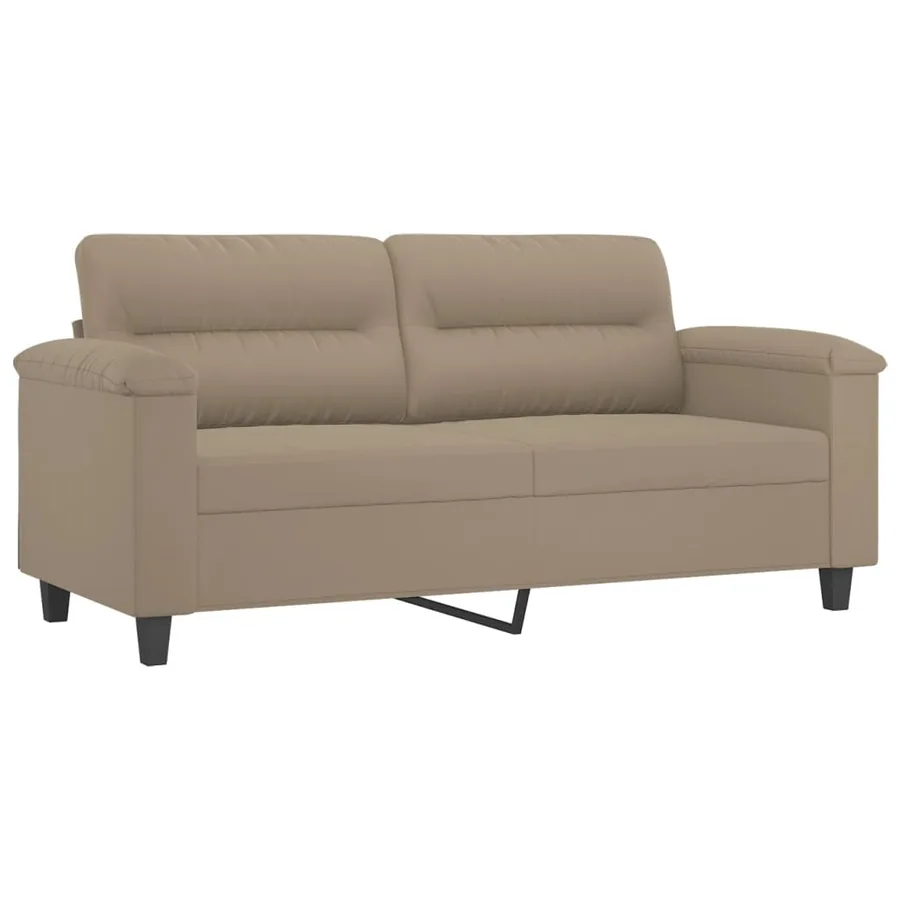 Canapé 2 places avec oreillers taupe 140 cm tissu microfibre - 4