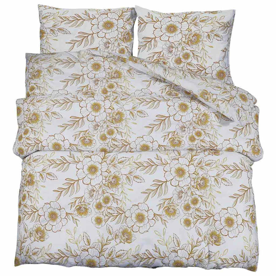 Ensemble de housse de couette blanc et marron 225x220 cm Coton - 2